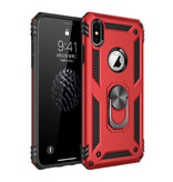 R-JUST iPhone XS Hoesje  - Shockproof Case Cover Cas TPU Rood + Kickstand