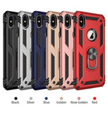 R-JUST iPhone 8 Plus Hoesje  - Shockproof Case Cover Cas TPU Grijs + Kickstand