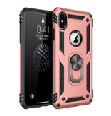 R-JUST Etui do iPhone'a XS - odporne na wstrząsy etui pokrowiec Cas TPU w kolorze różowym + podpórka