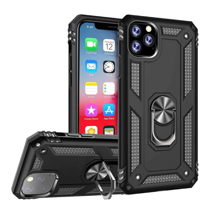 Custodia per iPhone 11 - Custodia antiurto Cover in TPU nera + cavalletto