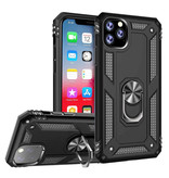 R-JUST iPhone 11 Pro Max Hoesje  - Shockproof Case Cover Cas TPU Zwart + Kickstand