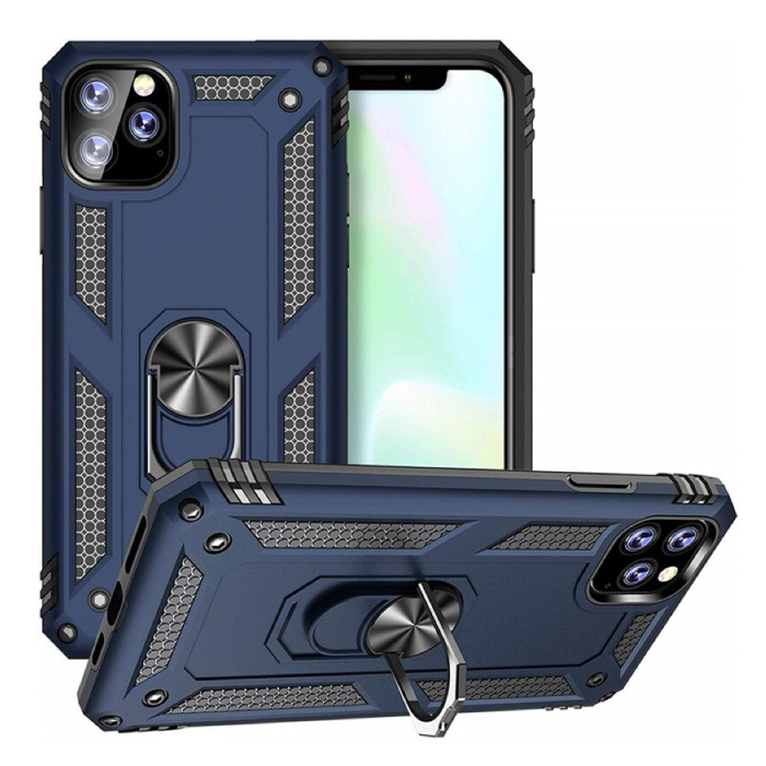 Custodia per iPhone 11 Pro Max - Custodia antiurto Cover in TPU blu + cavalletto