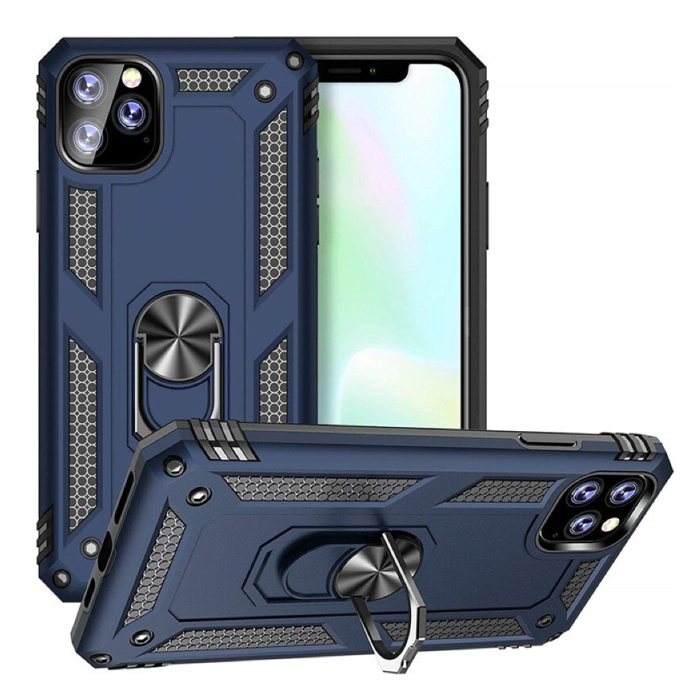 iPhone 11 Pro Max Case - Shockproof Case Cover Cas TPU Blue + Kickstand