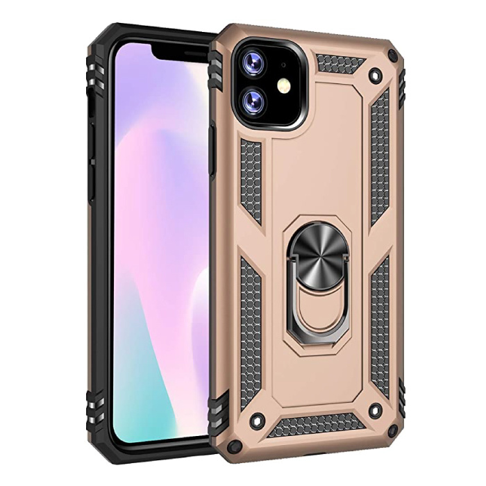 iPhone 11 Pro Case - Shockproof Case Cover Cas TPU Gold + Kickstand