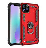 R-JUST Custodia per iPhone 11 Pro Max - Custodia antiurto Cover in TPU rossa + cavalletto