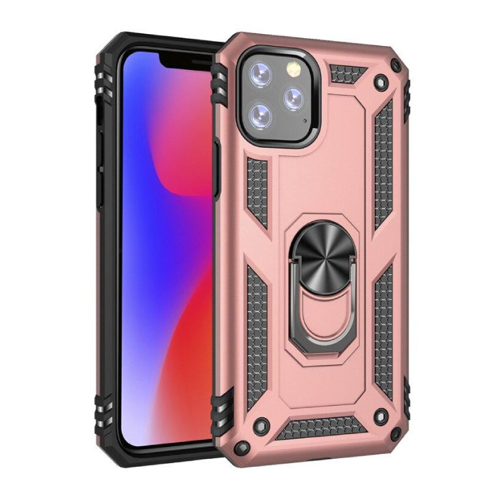 Custodia per iPhone 11 Pro Max - Custodia antiurto Cover in TPU rosa + cavalletto