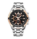 Curren Montre en acier pour homme - Bracelet en cuir Anologian Luxury Movement for Men Quartz