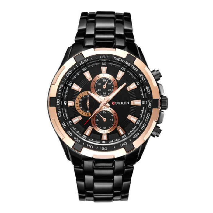 Stalowy zegarek dla mężczyzn - skórzany pasek Anologian Luxury Movement for Men Quartz