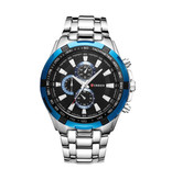Curren Stalowy zegarek dla mężczyzn - skórzany pasek Anologian Luxury Movement for Men Quartz