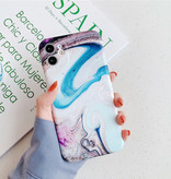 Moskado Funda para iPhone 7 Textura de mármol - Funda brillante a prueba de golpes Funda de granito Cas TPU