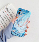 Moskado iPhone 8 Plus Hülle Marmor Textur - Stoßfeste glänzende Hülle Granit Abdeckung Cas TPU