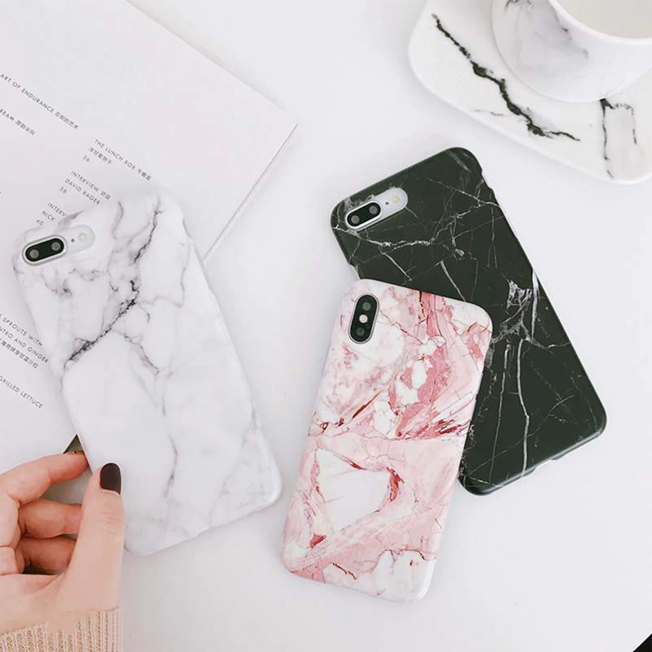 Moskado Coque iPhone 7 Plus Marble Texture - Coque antichoc brillante Granite Cover Cas TPU
