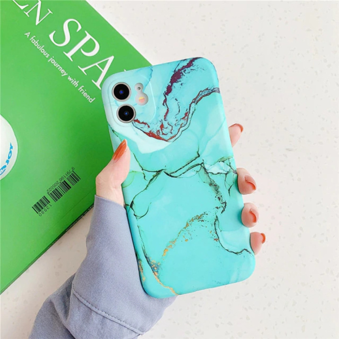 iPhone 11 Pro Max Hoesje Marmer Textuur - Shockproof Glossy Case Graniet Cover Cas TPU