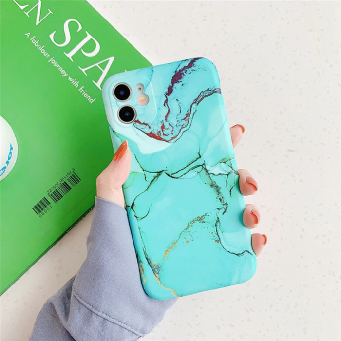 Funda para iPhone 11 Pro Textura de mármol - Funda brillante a prueba de golpes Funda de granito Cas TPU