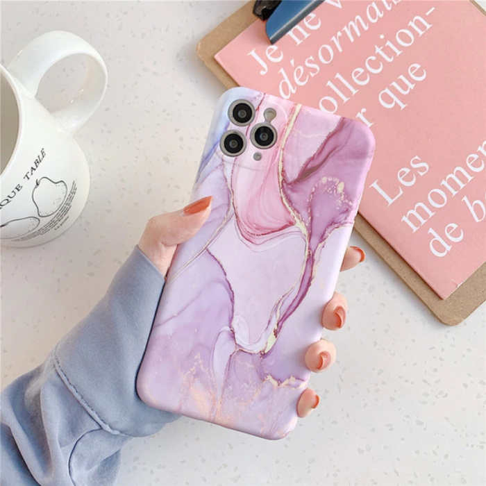 iPhone 8 Case Marble Texture - Shockproof Glossy Case Granite Cover Cas TPU