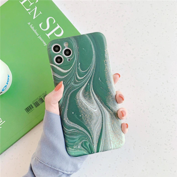 Custodia per iPhone XS Max con struttura in marmo - Custodia lucida antiurto Custodia in granito Custodia in TPU