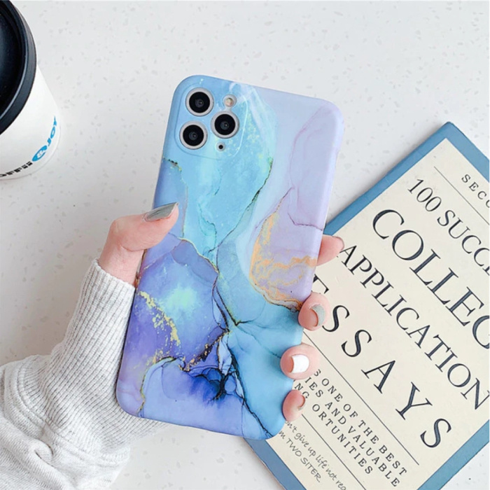 Coque iPhone XS Marble Texture - Coque antichoc brillante Granite Cover Cas TPU