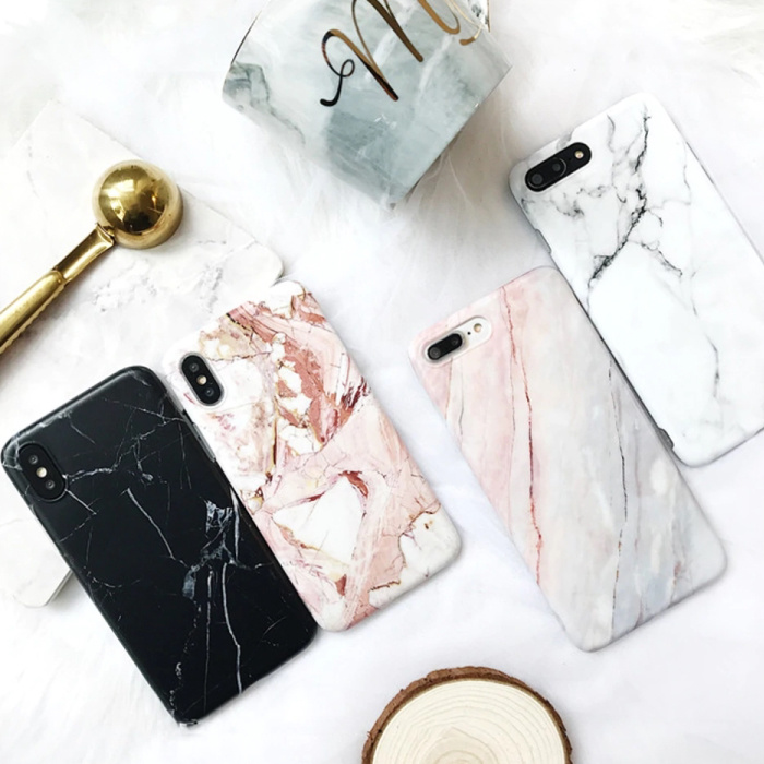 Moskado iPhone 11 Hoesje Marmer Textuur - Shockproof Glossy Case Graniet Cover Cas TPU