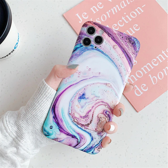 iPhone 6 Hoesje Marmer Textuur - Shockproof Glossy Case Graniet Cover Cas TPU