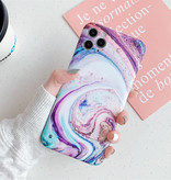 Moskado Funda para iPhone X Textura de mármol - Funda brillante a prueba de golpes Funda de granito Cas TPU