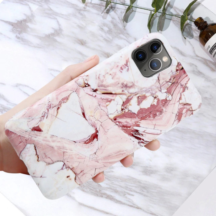 Custodia per iPhone 7 con struttura in marmo - Custodia lucida antiurto Cover in granito Cas TPU