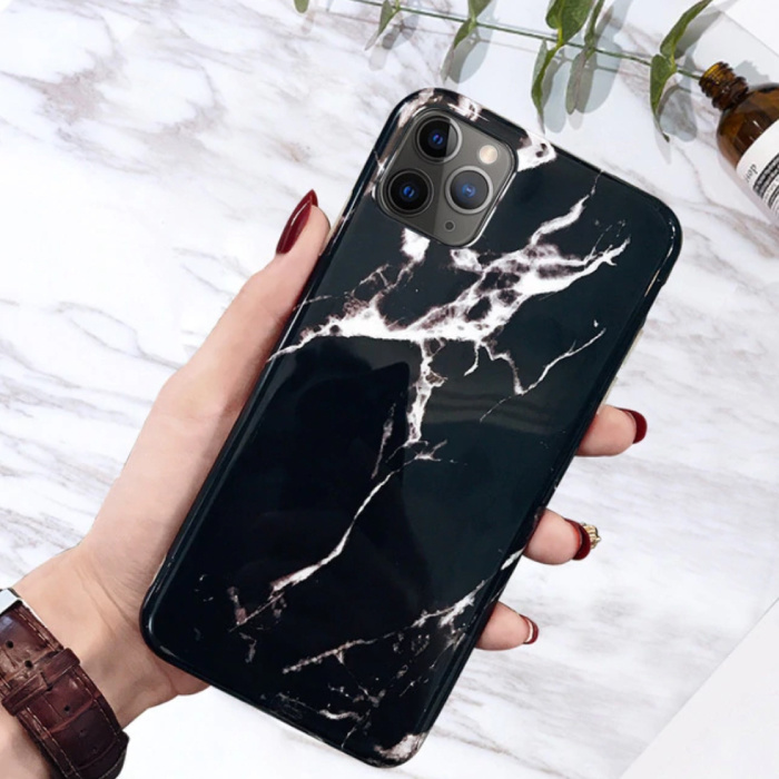 Moskado iPhone 8 Hoesje Marmer Textuur - Shockproof Glossy Case Graniet Cover Cas TPU