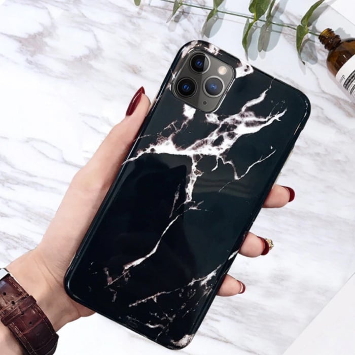 iPhone XS Case Marble Texture - Shockproof Glossy Case Granite Cover Cas TPU