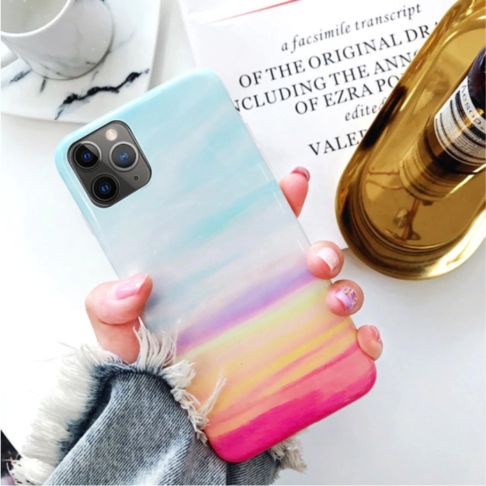 iPhone 8 Case Marble Texture - Shockproof Glossy Case Granite Cover Cas TPU