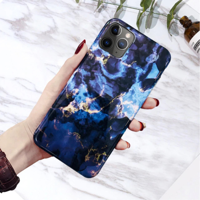 Moskado iPhone 7 Case Marble Texture - Shockproof Glossy Case Granite Cover Cas TPU
