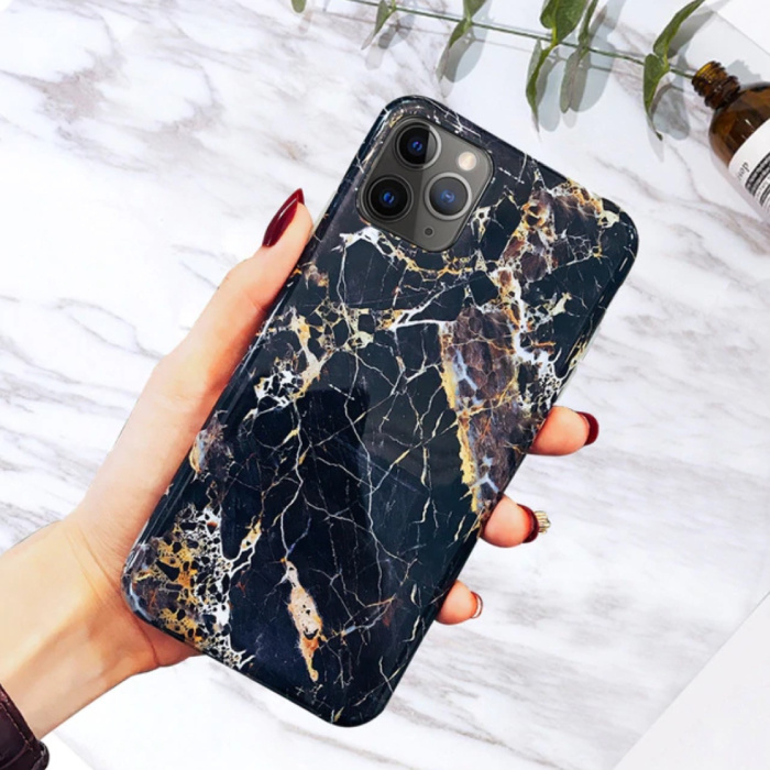 Funda para iPhone 7 Textura de mármol - Funda brillante a prueba de golpes Funda de granito Cas TPU