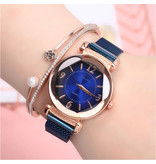 Stuff Certified® Pearl Luxury Watch Ladies - Movimiento de cuarzo anólogo para mujer azul