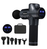 Bandinono Pistolet pour appareil de massage professionnel - 30 réglages - 6 têtes - avec sac de rangement - Sport et détente - Carbone