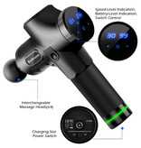 Bandinono Professionelle Massagegerät Pistole - 30 Einstellungen - 6 Köpfe - Sport und Entspannung - Carbon