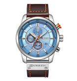 Curren Herrenuhr mit Lederarmband - Anologian Luxus-Quarzwerk für Herren - Edelstahl - Braun-Silber