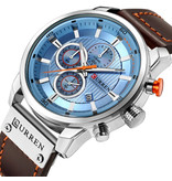 Curren Men's Watch with Leather Strap - Anologian Luxury Quartz Movement for Men - Stainless Steel - Brown-Silver