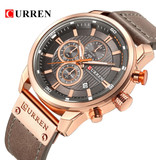 Curren Herrenuhr mit Lederarmband - Anologue Luxus-Quarzwerk für Herren - Edelstahl - Graubraun