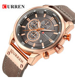 Curren Men's Watch with Leather Strap - Anologue Luxury Quartz Movement for Men - Stainless Steel - Gray Brown