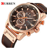 Curren Herrenuhr mit Lederarmband - Anologue Luxus-Quarzwerk für Herren - Edelstahl - Braun