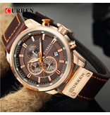 Curren Reloj para hombre con correa de cuero - Movimiento de cuarzo de lujo Anologue para hombre - Acero inoxidable - Marrón