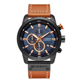 Curren Herrenuhr mit Lederarmband - Anologian Luxus-Quarzwerk für Herren - Edelstahl - Orange-Schwarz