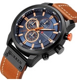 Curren Herrenuhr mit Lederarmband - Anologian Luxus-Quarzwerk für Herren - Edelstahl - Orange-Schwarz