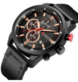 Curren Men's Watch with Leather Strap - Anologian Luxury Quartz Movement for Men - Stainless Steel - Black