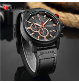 Curren Montre pour homme avec bracelet en cuir - Mouvement à quartz de luxe Anologian pour homme - Acier inoxydable - Noir