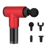 Riaxyoo Pistolet pour appareil de massage professionnel - 4 réglages - 4 têtes - Sport et détente - Rouge