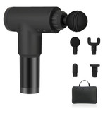 Riaxyoo Profesjonalny pistolet do masażu z torbą do przechowywania - 4 pozycje - 4 głowice - Sport i relaks - Czarny