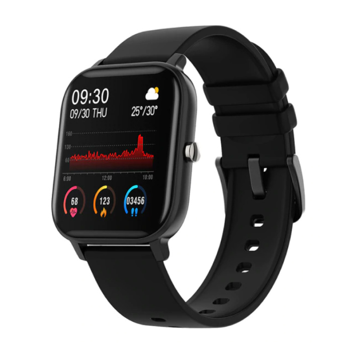 P8 Smartwatch Smartband Smartfon Fitness Sport Activity Tracker Zegarek OLED iOS iPhone Android Czarny silikonowy pasek