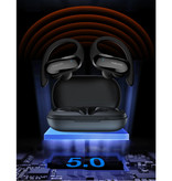 Dacom Sportler Drahtlose Kopfhörer mit Ohrbügel Sport - Touch Control - TWS Bluetooth 5.0 Drahtlose Knospen Ohrhörer Ohrhörer Ohrhörer Schwarz