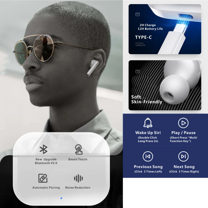 Lenovo LP1 Draadloze Oortjes - True Touch Control TWS Oordopjes Bluetooth 5.0  Wireless Buds Earphones Oortelefoon Grijs