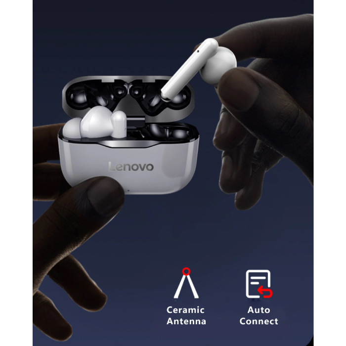 Lenovo LP1 Draadloze Oortjes - True Touch Control TWS Oordopjes Bluetooth 5.0  Wireless Buds Earphones Oortelefoon Grijs