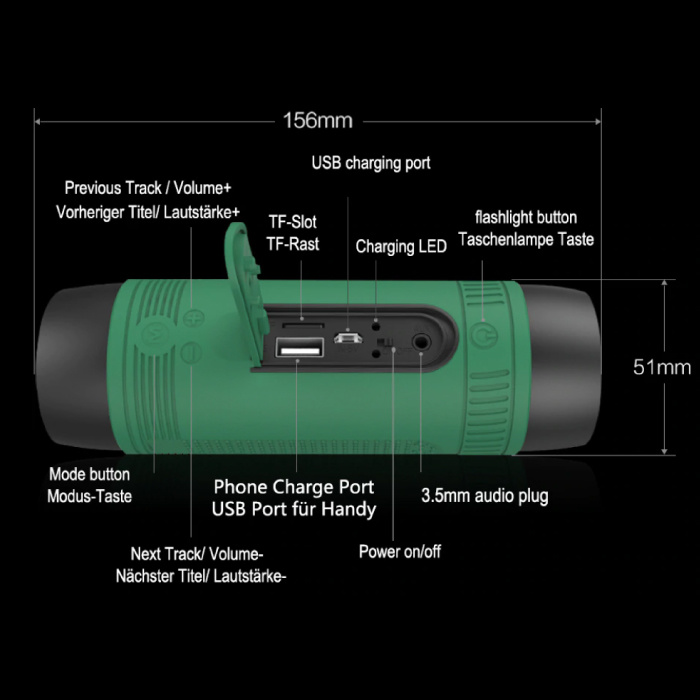 Zealot Altavoz inalámbrico S1 con linterna para bicicleta - Soundbar Wireless Bluetooth 5.0 Speaker Box Marrón